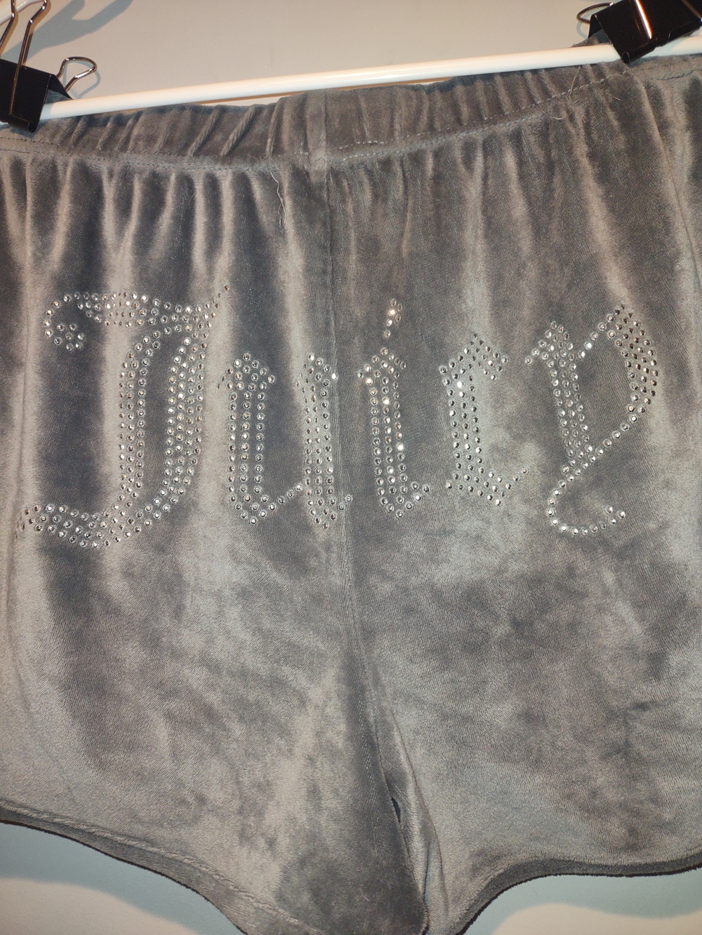Juicy Couture Grey Velour Studded "Juicy" Shorts